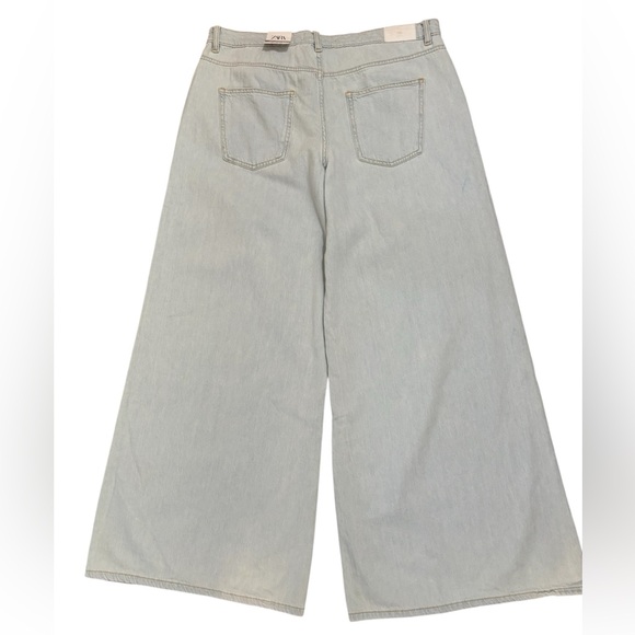 Zara High Waist Palazzo Fit Jeans in Light Blue Size 12. NWT - Picture 7 of 14